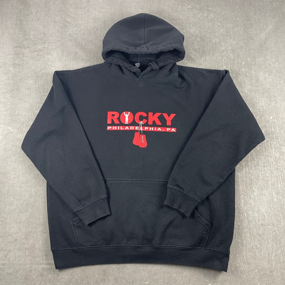 Rocky Men XL Black Hoodie Philadelphia PA Boxing Graphic Pullover